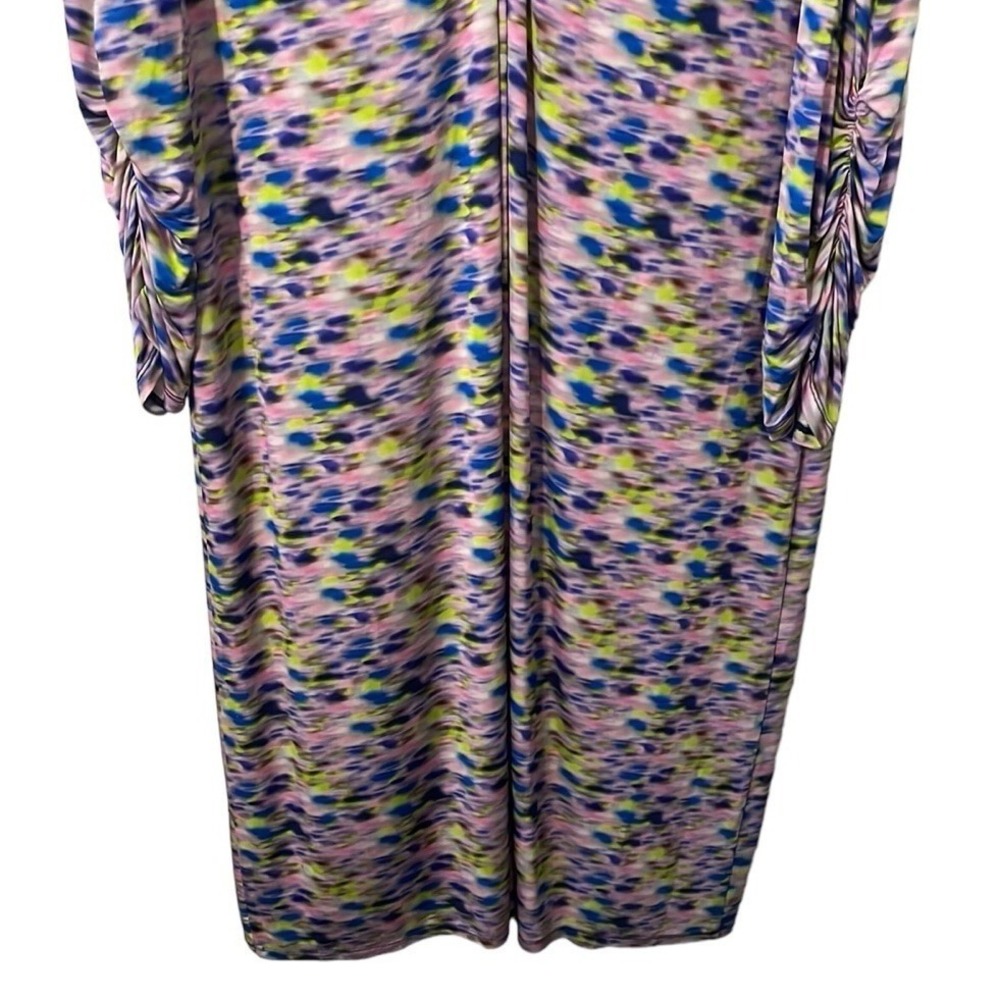 Tanya Taylor Women's Purple Multicolor Zoe Dress Rushed Sleeve/Center Size 3x View 3